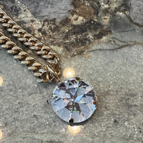 NWT - TOVA Gold Necklace with Silver Pendant - Picture 1 of 5